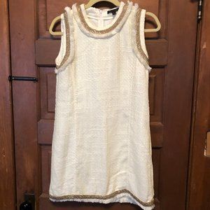 Rachel Zoe White Tweed Dress w Gold Chain Sz 6